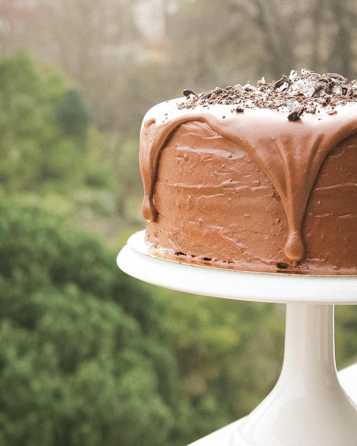 Homemade chocolate cake.