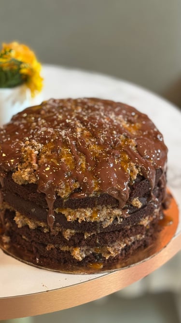 German chocolate cake — rich and layered, a Hora Mansa favourite.